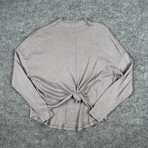 So Top Womens XL Brown Supercozy Ribbed Knit Front Knot Mock Neck Long Sleeve